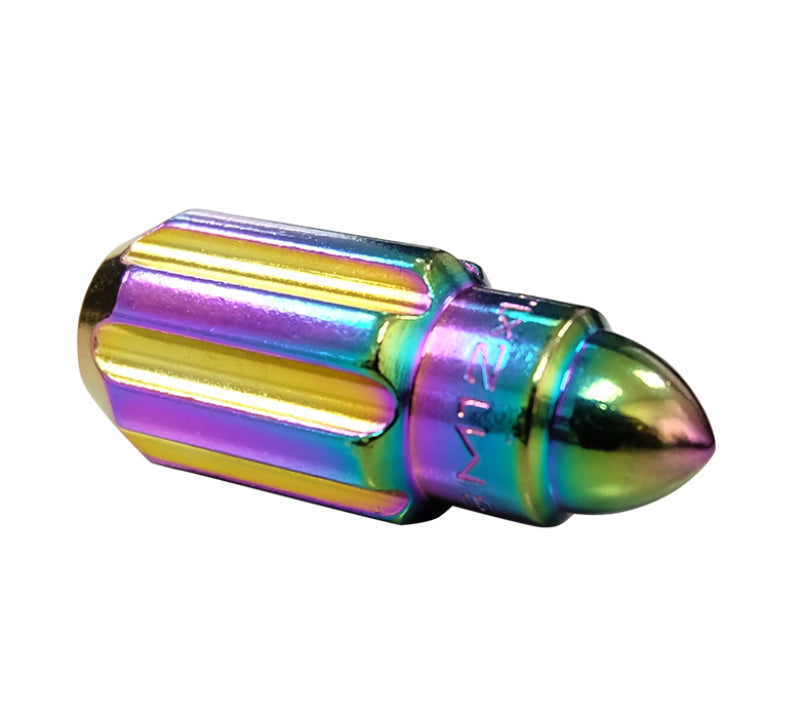 NRG 500 Series M12 X 1.5 Bullet Shape Steel Lug Nut Set - 21 Pc w/Lock Key - Neochrome Lug Nuts NRG