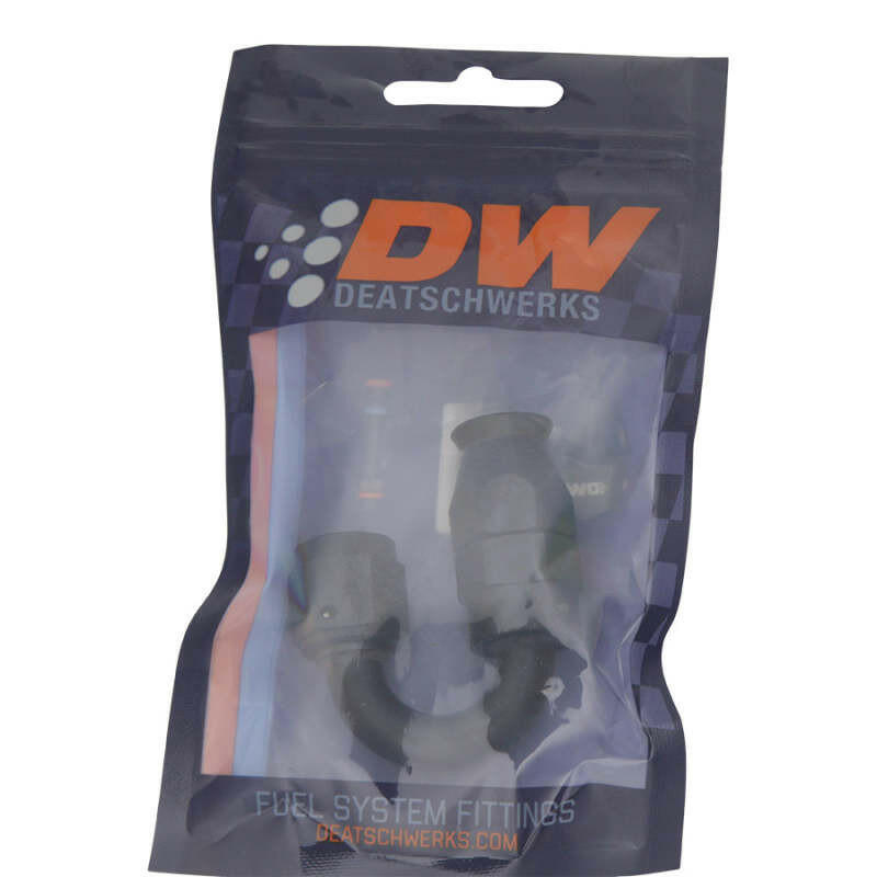 DeatschWerks 6AN Female Swivel 180-Degree Hose End PTFE (Incl Olive Insert) - Anodized Matte Black Fittings DeatschWerks