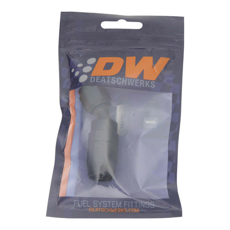 DeatschWerks 6 AN Female Flare Swivel 30-Degree Hose End CPE - Anodized Matte Black Fittings DeatschWerks