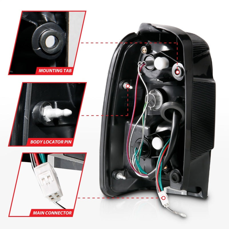 ANZO 2001-2002 Toyota 4 Runner LED Taillights Black Tail Lights ANZO