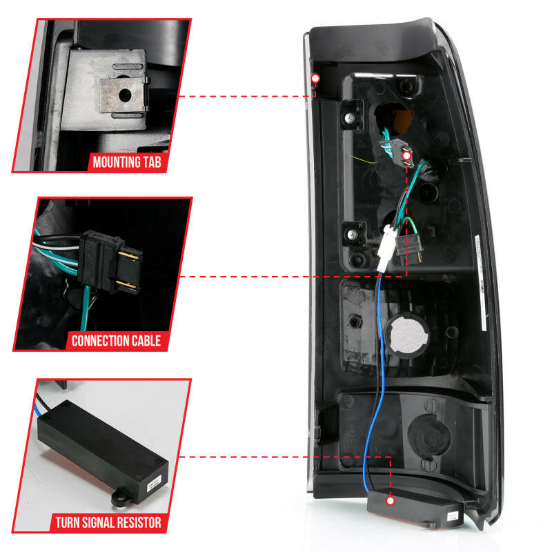 ANZO 1999-2000 Cadillac Escalade LED Taillights Black Housing Smoke Lens Pair Tail Lights ANZO