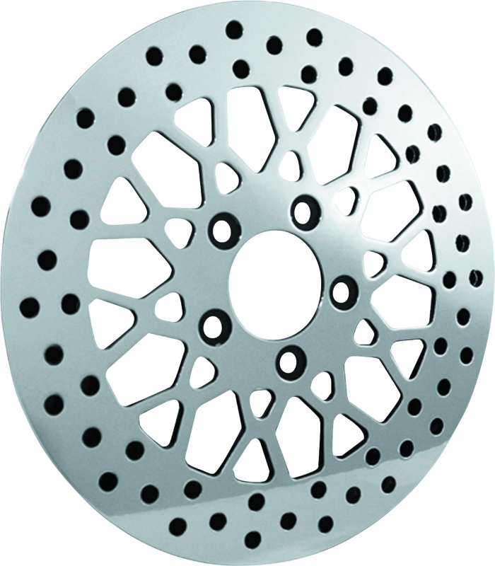 Bikers Choice 11.5 Inch Front Mesh Brake Rotor 84-16 Big Twin & XL Except 06-17 FXD 08-17 FLH FLT Brake Rotors - Drilled Bikers Choice