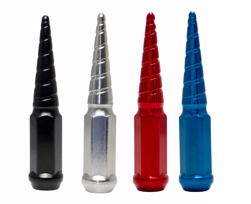 Wheel Mate Twisted Spiked Lug Nuts Set of 24 - Blue M14x1.50 Lug Nuts Wheel Mate