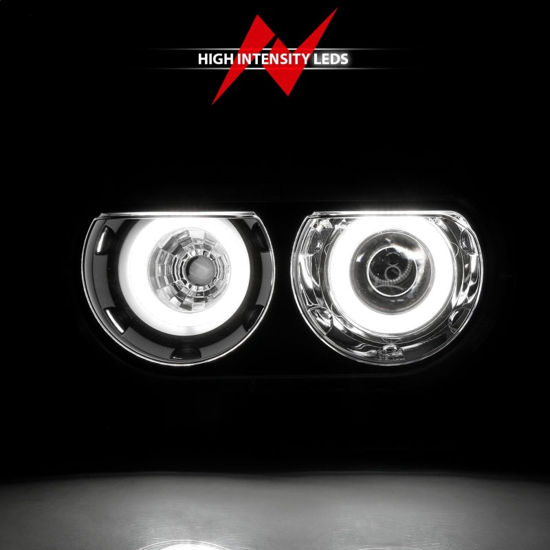 ANZO 2008-2014 Dodge Challenger Projector Headlights w/ Halo Black (CCFL) Headlights ANZO