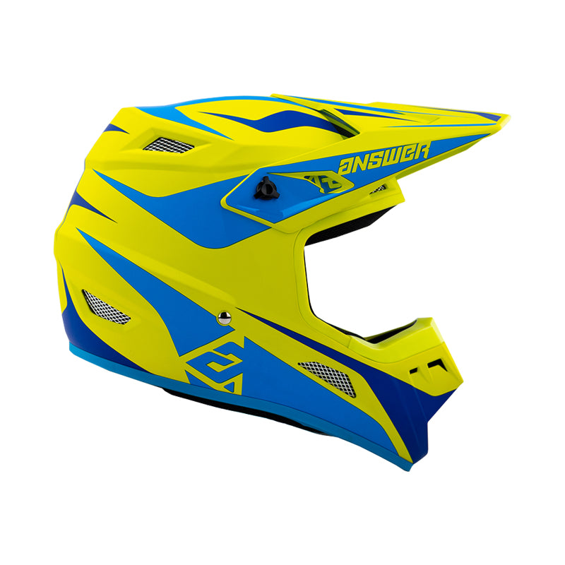 Answer 26 AR1 Mototown Helmet Matte Hyper Acid/Cyan/Dark Blue Youth - Medium Helmets and Accessories Answer