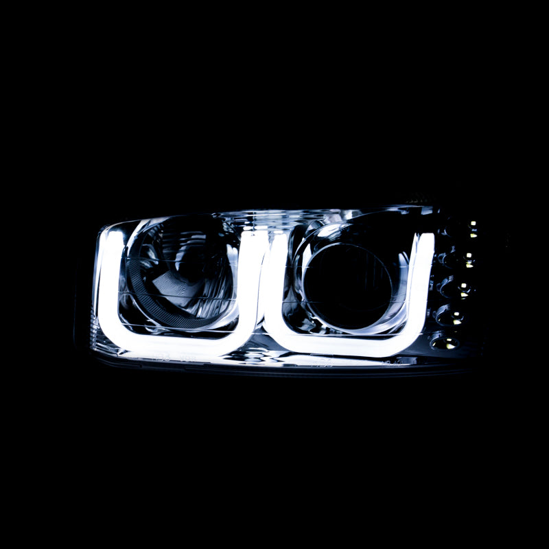 ANZO 1999-2006 GMC Sierra 1500 Projector Headlights w/ U-Bar Chrome Headlights ANZO