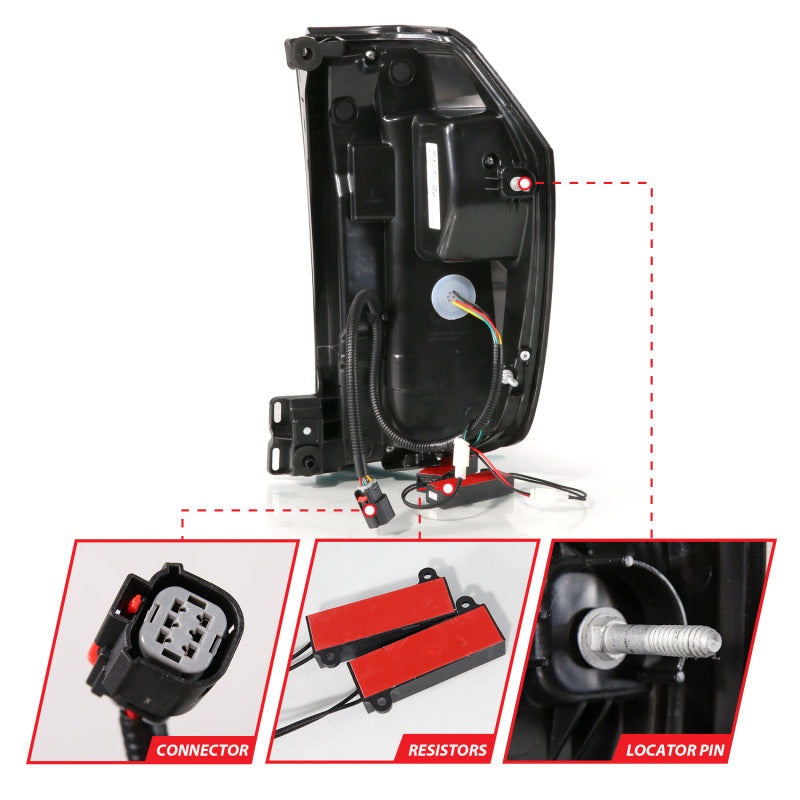 ANZO 21-24 Chevy Suburban/Tahoe Full LED Tail Lights SeqSig Black - Pair Tail Lights ANZO