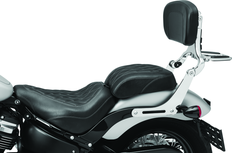 Kuryakyn Fixed Mounts Multi-Purpose Driver & Passenger Backrest 18-Up Softail Black Seats Kuryakyn
