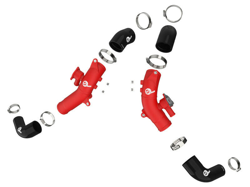 aFe 2022 Toyota Land Cruiser (J300) V6-3.5L (tt) BladeRunner 2.5in Aluminum Hot Charge Pipe - Red Intercoolers aFe