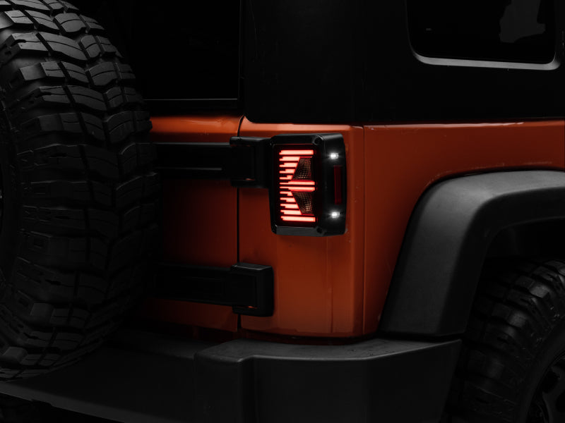 Raxiom 07-18 Jeep Wrangler JK Axial Series Vision LED Tail Lights- Black Housing (Smoked Lens) Tail Lights Raxiom