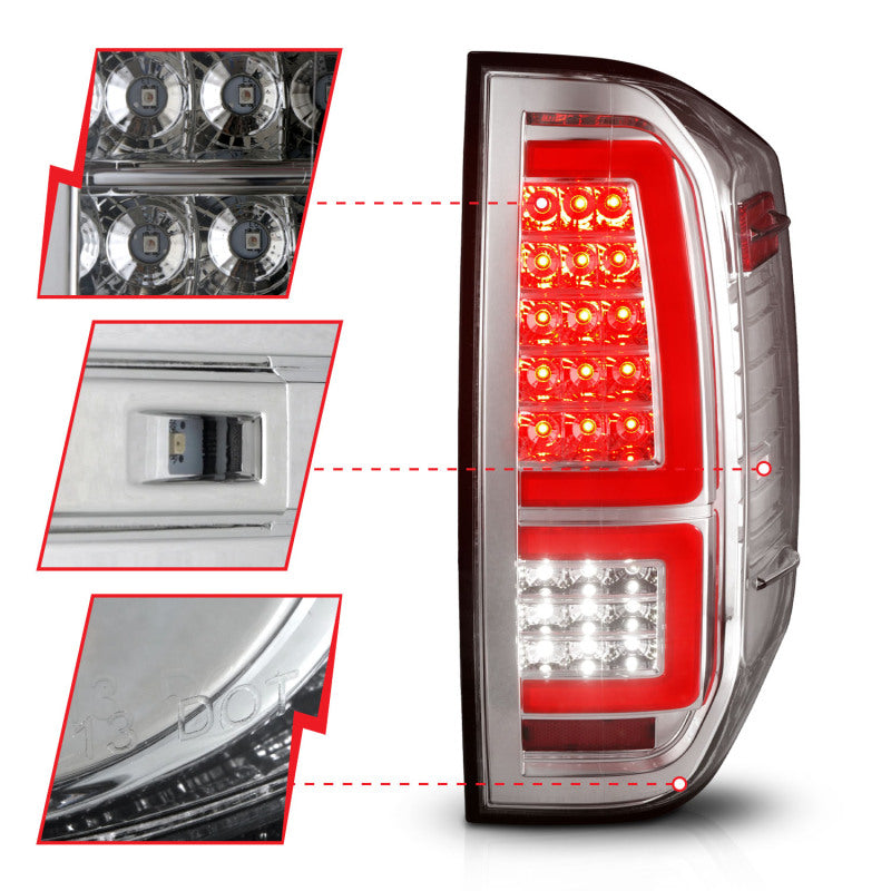 ANZO 2014-2021 Toyota Tundra LED Taillights Chrome Housing/Clear Lens Tail Lights ANZO