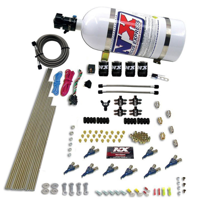 Nitrous Express 8 Cyl Piranha Direct Port 4 Solenoids Nitrous Kit (200-500HP EFI Jets) w/10lb Bottle Nitrous Systems Nitrous Express