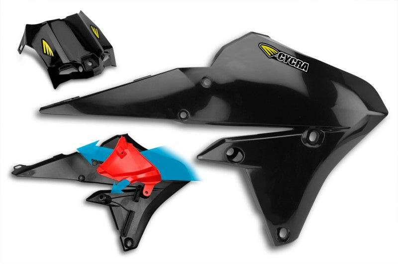 Cycra 15-19 Yamaha WR250F Powerflow Radiator Shrouds - Black Plastics Cycra