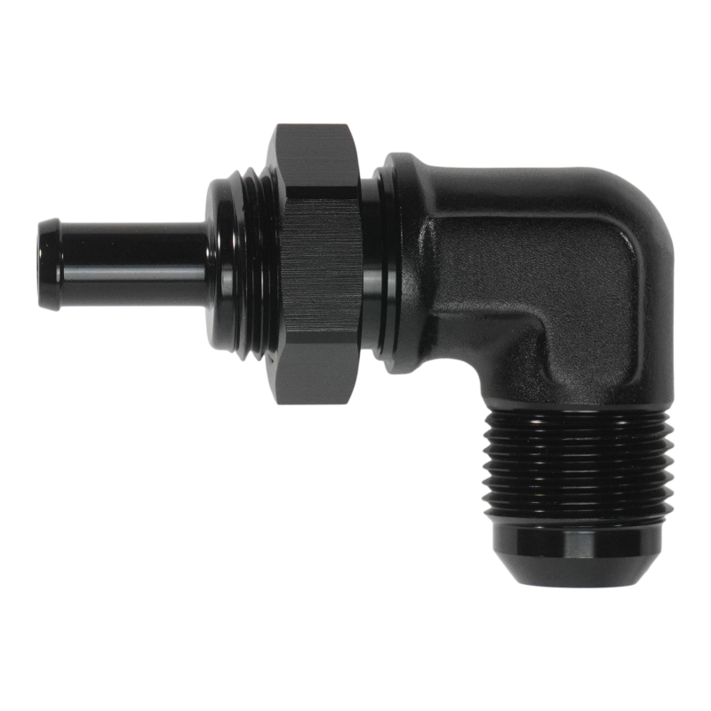 DeatschWerks 10AN Male Flare Bulkhead to 3/8in Hose Barb 90-Degree Fuel Components Misc DeatschWerks