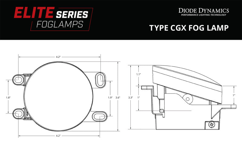 Diode Dynamics Elite Series Type CGX Fog Lamps - Yellow (Pair) Fog Lights Diode Dynamics