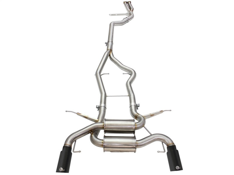 aFe MACHForce XP SS-304 Black Tip 3.0in-2.5in Dia Cat Back Exhaust 11-13 BMW 335i (E90/E92) 3.0L Catback aFe