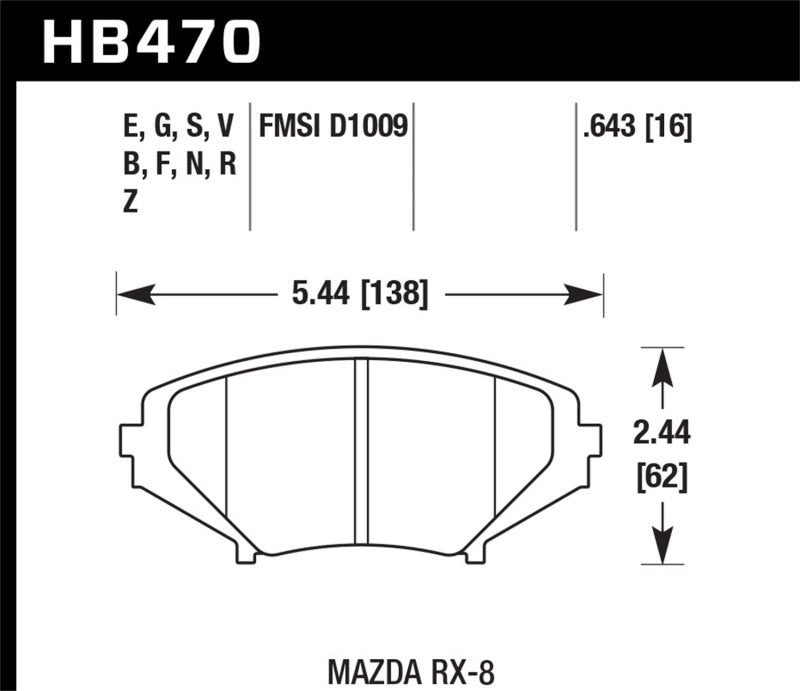 Hawk 08-10 Mazda RX-8 Grand Touring/Sport/Touring / 04-07 RX-8 DTC-60 Race Front Brake Pads Brake Pads - Racing Hawk Performance
