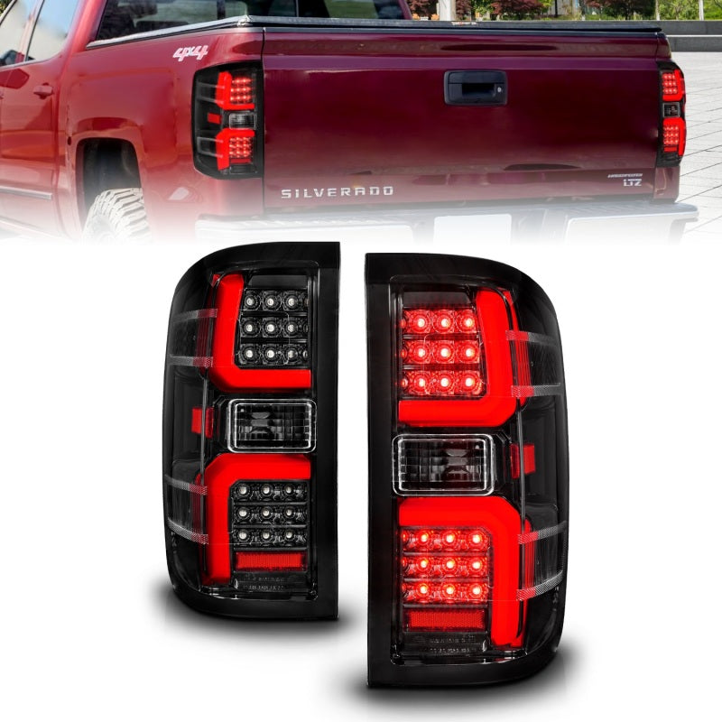 ANZO 15-19 Chevrolet Silverado 2500 HD/3500 HD LED Taillight w/ Sequential Black Housing/Clear Lens Tail Lights ANZO
