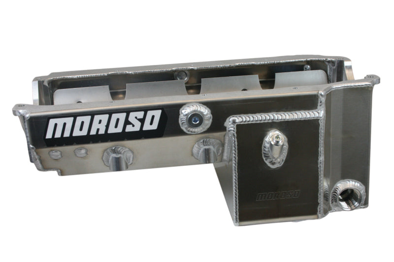 Moroso Pre-85 Chevrolet Small Block/Dart (w/-16An External Pick Up) Wet Sump 8qt 8.25in Alum Oil Pan Oil Pans Moroso