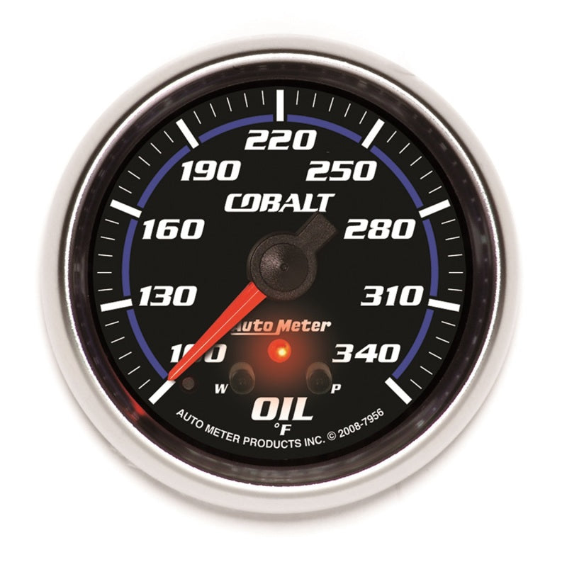 AutoMeter Gauge Oil Temp 2-5/8in. 340 Deg. F Stepper Motor W/ Peak & Warn Cobalt Gauges AutoMeter