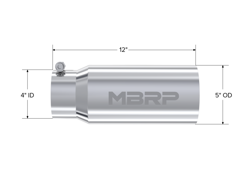 MBRP Universal Tip 5 O.D. Dual Wall Straight 4 inlet 12 length Steel Tubing MBRP