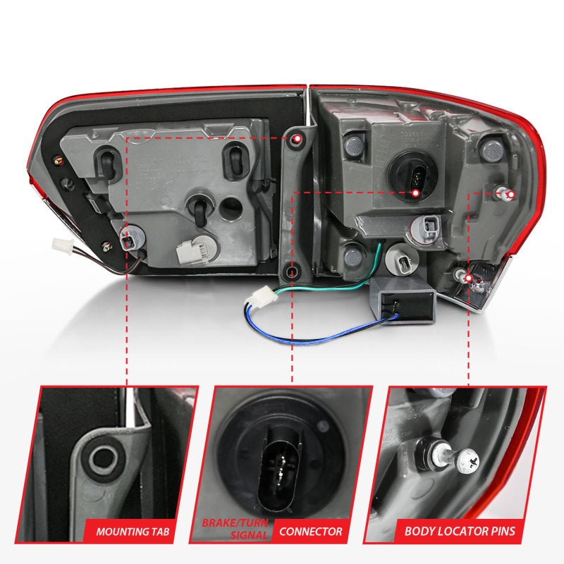 ANZO 2014-2016 Jeep Grand Cherokee LED Taillights Red/Clear Tail Lights ANZO