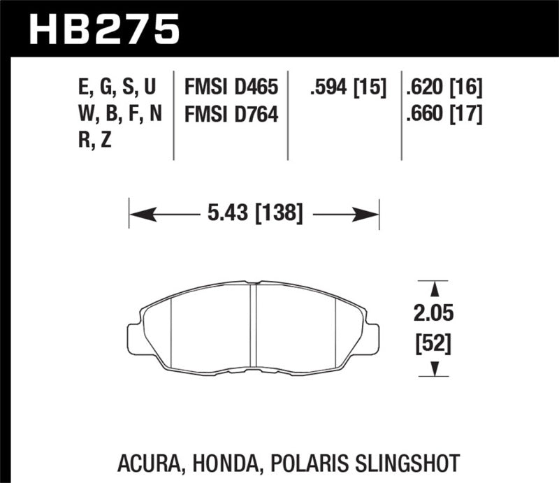 Hawk 95-99 Ford Taurus Sho / 01-07 Ford Taurus HPS Street Front Brake Pads Brake Pads - Performance Hawk Performance