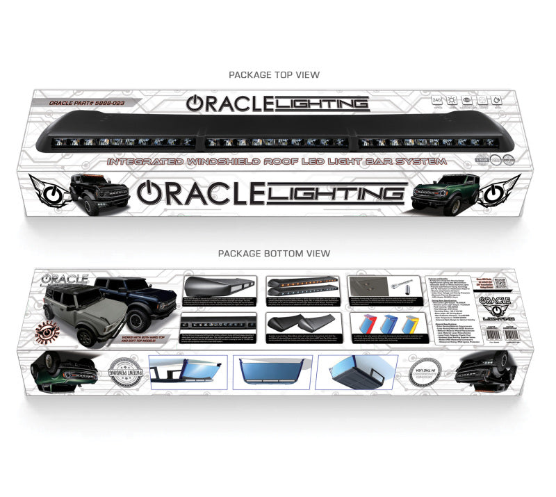 Oracle 2021+ Ford Bronco Integrated Windshield Roof LED Light Bar System Light Bars & Cubes ORACLE Lighting