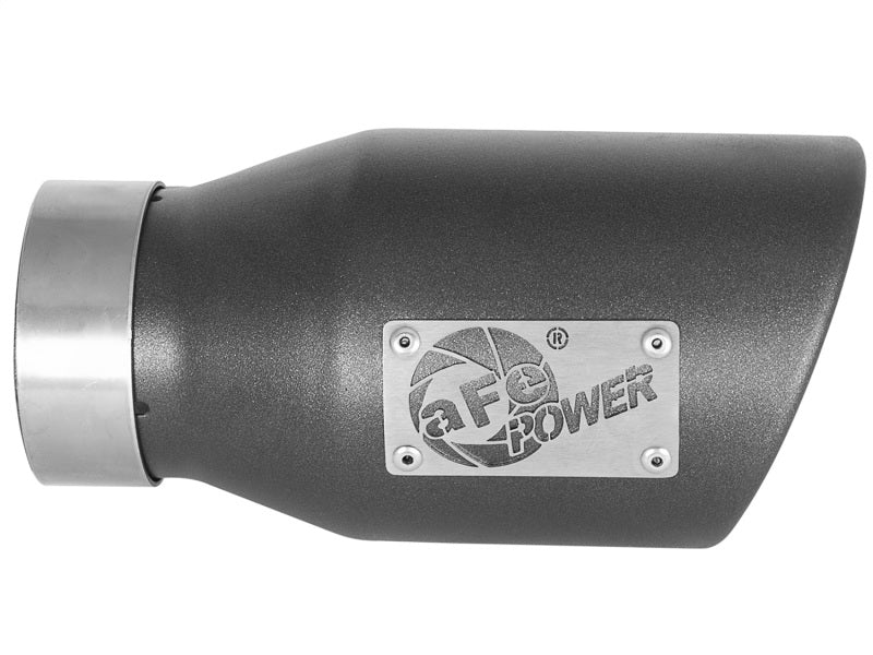 aFe MACH Force-Xp 3in 304 SS Metallic Black Exhaust Tip 3in In x 4-1/2in Out x 9in L Bolt-On Left Catback aFe