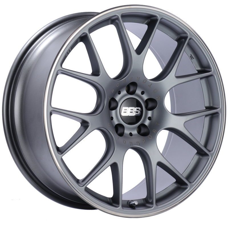 BBS CH-R 20x9 5x120 ET24 Satin Titanium Polished Rim Protector Wheel -82mm PFS/Clip Required Wheels - Cast BBS