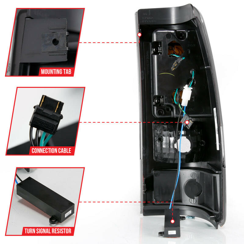 ANZO 1999-2002 Chevy Silverado 1500 LED Taillights Plank Style Black w/Clear Lens Tail Lights ANZO