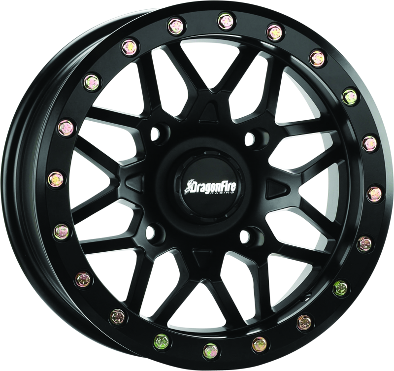 DragonFire Racing Typhon Wheel 14X7 4/156+10 5+2 Machined Black Wheels - Cast DragonFire Racing