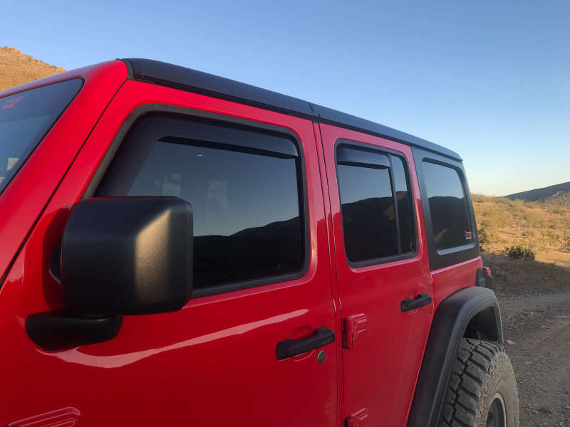 EGR 2018 jeep Wrangler JL SlimLine In-Channel WindowVisors Set of 4 - Dark Smoke Wind Deflectors EGR