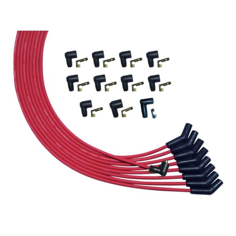 Moroso V8 135 Deg Plug Non-HEI Unsleeved Ultra Spark Plug Wire Set - Red Spark Plug Wire Sets Moroso