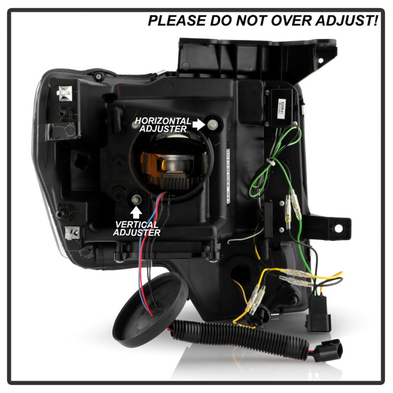 Spyder Ford F150 09-14 Halogen Light Bar Projector Headlights Black PRO-YD-FF15009PL-SEQ-BK Headlights SPYDER