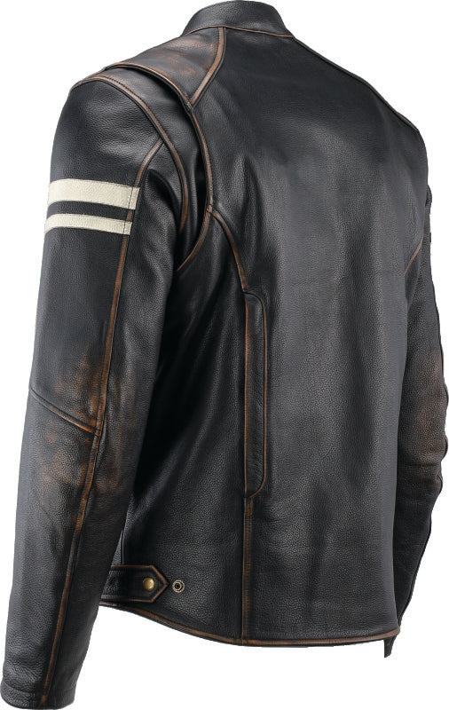 Kuryakyn Leather By River Road Hoodlum Vintage Leather Jacket Black - Small Jackets - Leather Kuryakyn