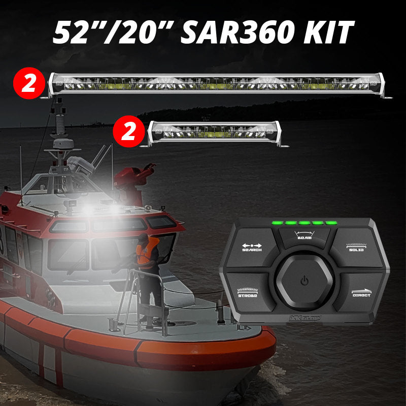 XK Glow SAR360 Light Bar Kit Emergency Search and Rescue Light System White (2)52In (2)20In Light Accessories and Wiring XKGLOW