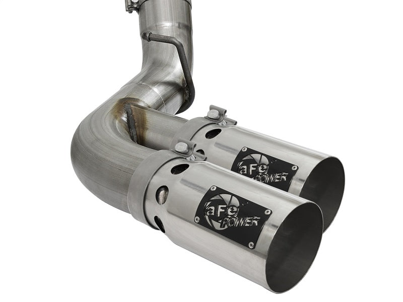 aFe Victory Series 4in 409-SS DPF-Back Exhaust w/ Dual Polished Tips 2017 GM Duramax V8-6.6L(td) L5P DPF Back aFe