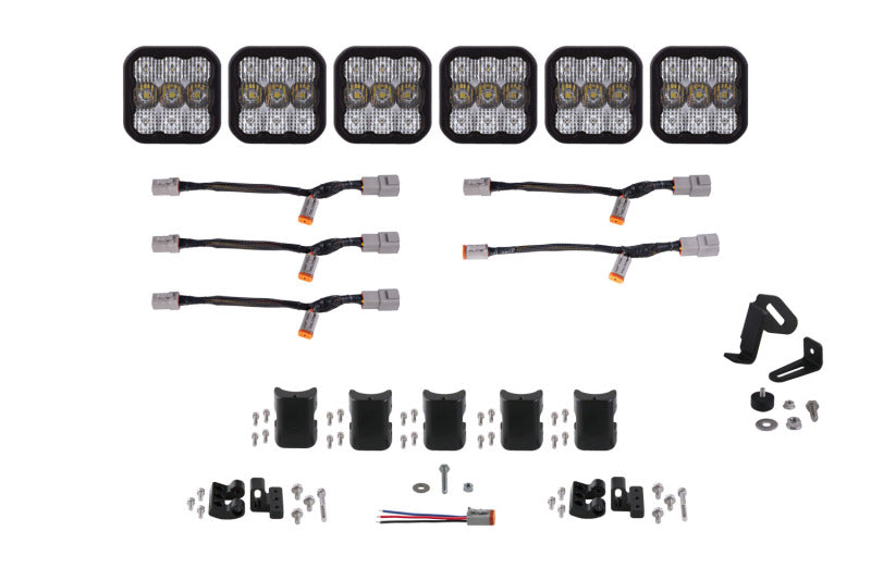 Diode Dynamics SS5 Pro Universal CrossLink 6-Pod Lightbar - White Combo Light Bars & Cubes Diode Dynamics