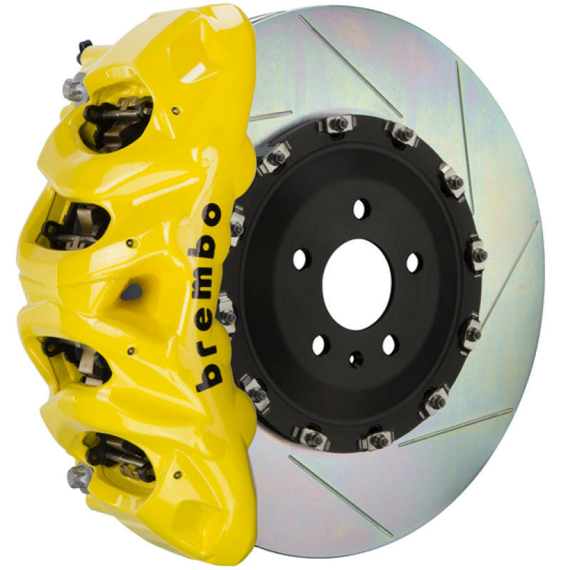 Brembo 11-18 Cayenne Front GT BBK 8 Piston Cast 412x38 2pc Rotor Slotted Type1-Yellow Brake Kits - Performance Slot Brembo