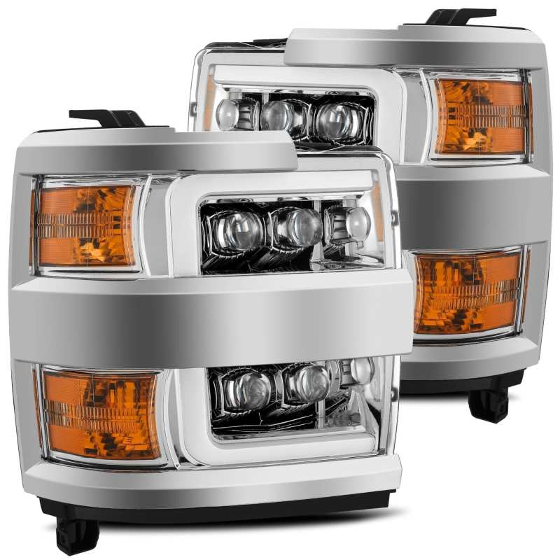 AlphaRex 15-18 Chevy 2500HD NOVA LED Proj Headlights Plank Style Chrome w/Activ Light/Seq Signal/DRL Headlights AlphaRex