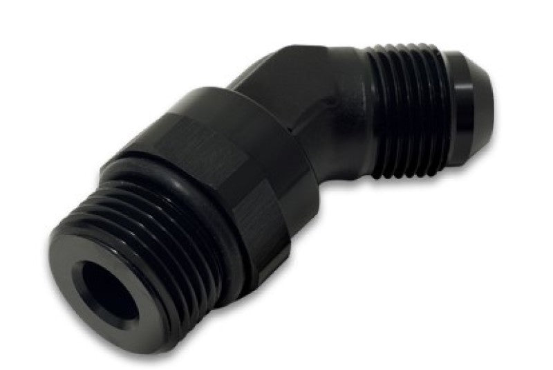 Vibrant -6AN Male Flare to Male -8AN ORB Swivel 45 Degree Adapter Fitting - Anodized Black Fittings Vibrant
