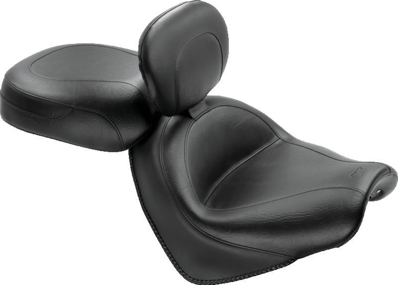Mustang 04-09 Honda VTX1300C Wide Touring 2PC Seat w/Driver Backrest - Black Two-Piece Motorcycle Seats Mustang Motorcycle