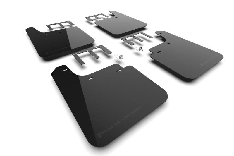 Rally Armor 19-26 Gen 4 Chevy Silverado 1500 Black UR Mud Flap Metallic Black Logo Mud Flaps Rally Armor