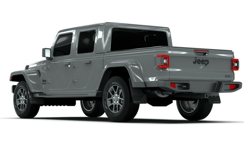 Rally Armor 19-25 Jeep JT Gladiator (Mojave/Rubicon) Black Mud Flap w/Metallic Black Logo Mud Flaps Rally Armor