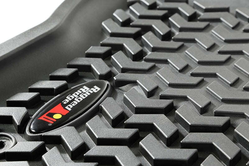 Rugged Ridge Floor Liner Front Black 2015-2020 Ford F-150 / Raptor / Extended / Super Crew Cab Floor Mats - Rubber Rugged Ridge