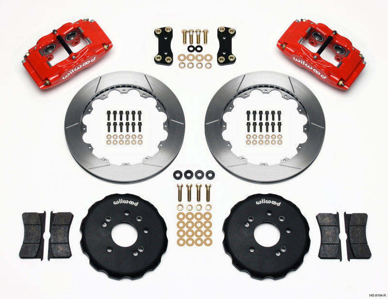 Wilwood FSLI4 Front Hat Kit 13.00in Drilled Red Nissan 240SX Big Brake Kits Wilwood
