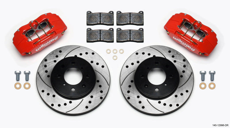 Wilwood DPHA Front Caliper & Rotor Kit Drill Red Honda / Acura w/ 262mm OE Rotor Big Brake Kits Wilwood