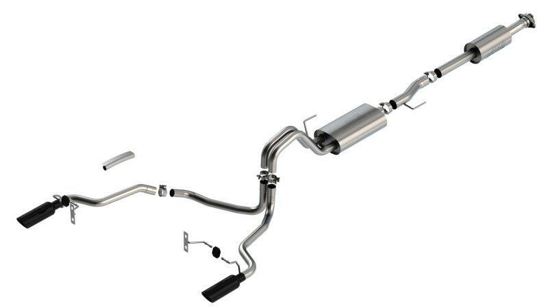 Borla F-150 2021 3.3L CC SB EC STB XL/XLT/Lariat/KR/Plnm/LTD 3/2.25 SRE Cat-Back S-Type BLK CHR Tips Catback Borla