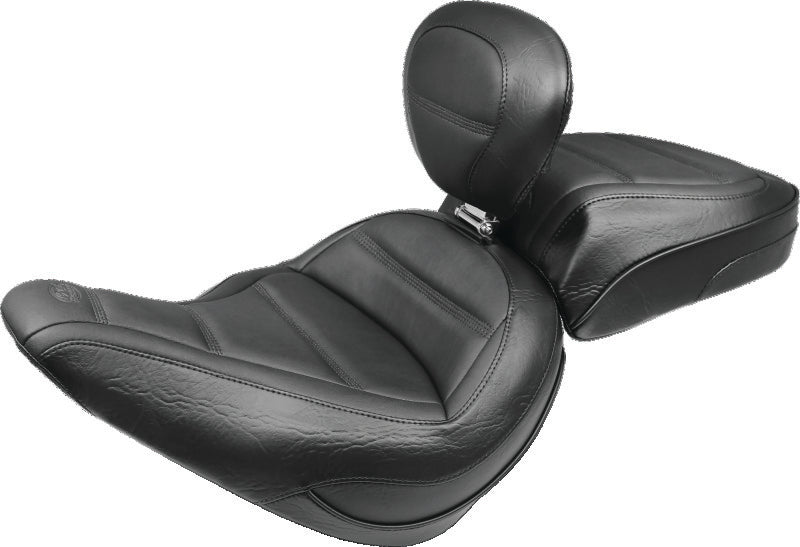 Mustang 18-21 Harley Softail Slim Standard Touring Solo Seat w/Driver Backrest - Black Solo Motorcycle Seats Mustang Motorcycle
